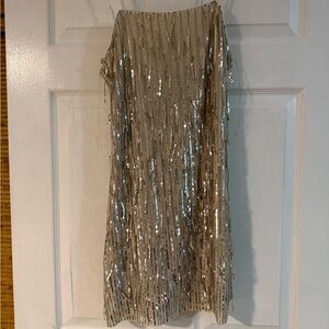 Trixxi Beige Sequin Midi Skirt